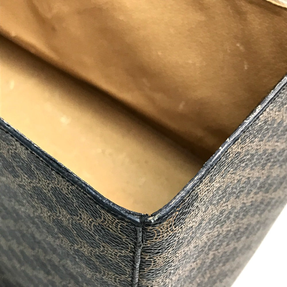 CELINE logo carriage hardware Macadam handbag, makeup box, vanity bag, PVC/leather, women's, dark brown