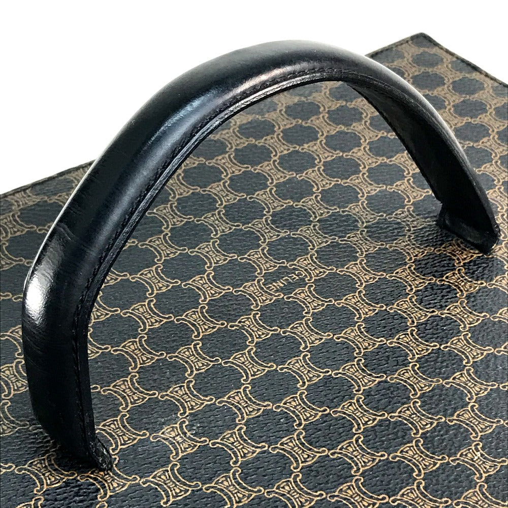 CELINE logo carriage hardware Macadam handbag, makeup box, vanity bag, PVC/leather, women's, dark brown