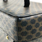 CELINE logo carriage hardware Macadam handbag, makeup box, vanity bag, PVC/leather, women's, dark brown