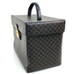CELINE logo carriage hardware Macadam handbag, makeup box, vanity bag, PVC/leather, women's, dark brown