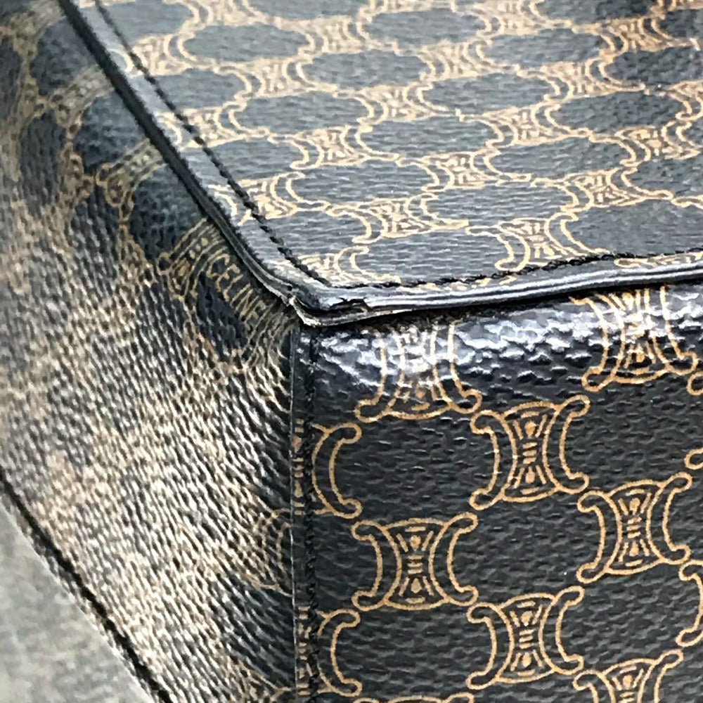 CELINE logo carriage hardware Macadam handbag, makeup box, vanity bag, PVC/leather, women's, dark brown