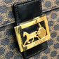 CELINE logo carriage hardware Macadam handbag, makeup box, vanity bag, PVC/leather, women's, dark brown
