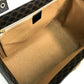 CELINE logo carriage hardware Macadam handbag, makeup box, vanity bag, PVC/leather, women's, dark brown
