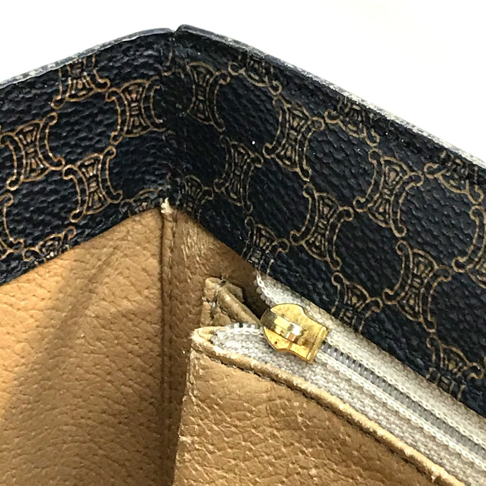 CELINE logo carriage hardware Macadam handbag, makeup box, vanity bag, PVC/leather, women's, dark brown