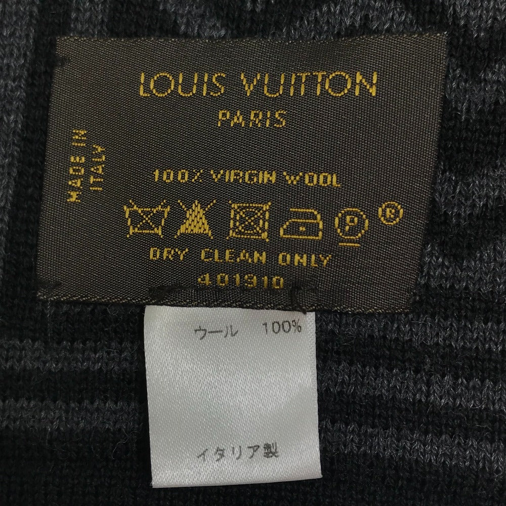 LOUIS VUITTON 401910 Chevron Stripe All-Over Logo Scarf Wool Men's Black/Gray