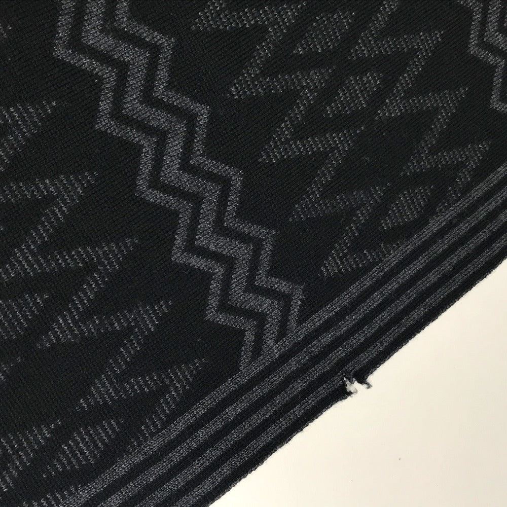 LOUIS VUITTON 401910 Chevron Stripe All-Over Logo Scarf Wool Men's Black/Gray