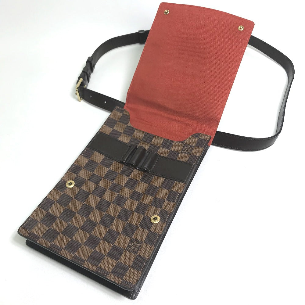 LOUIS VUITTON N45271 Damier Portobello Shoulder Bag, Damier Canvas, Ebene Brown, Women's