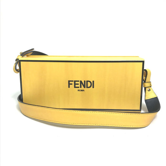 FENDI 7VA520 ロゴ カバン BOX型 横長 2020AW ショルダーバッグ レザー メンズ イエロー/ブラック