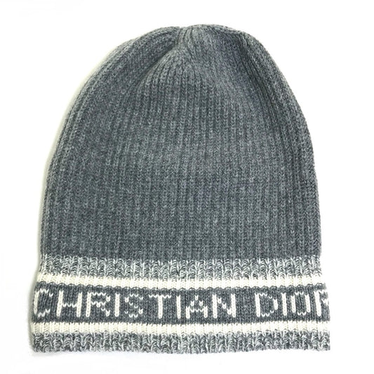 Christian Dior ロゴ D-White(D-ホワイト) 帽子 ビーニー ニットキャップ ニット帽 ウール/カシミヤ レディース グレー