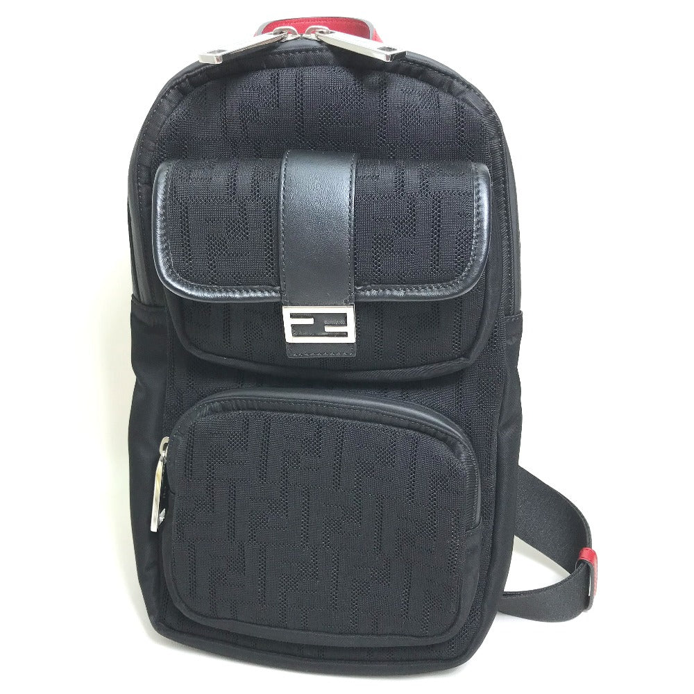 FENDI 7VZ049 ベルトバッグ ズッカ FF柄 カバン クロス ボディバッグ ショルダーバッグ ファブリック/レザー メンズ NERO ブラック/レッド