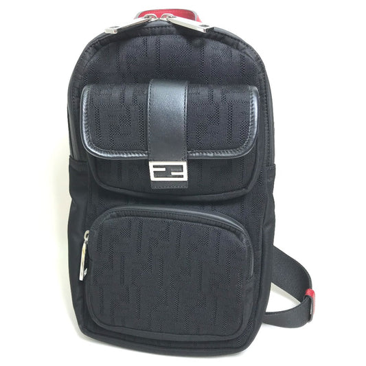 FENDI 7VZ049 ベルトバッグ ズッカ FF柄 カバン クロス ボディバッグ ショルダーバッグ ファブリック/レザー メンズ NERO ブラック/レッド