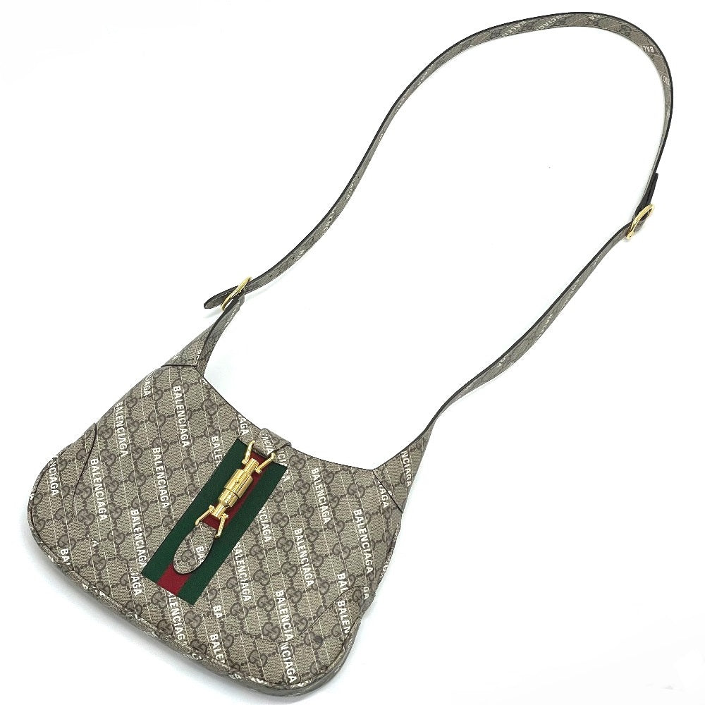 GUCCI 636706 Balenciaga The Hacker Project Jackie 1961 2-Way Handbag in GG Supreme Canvas, Beige
