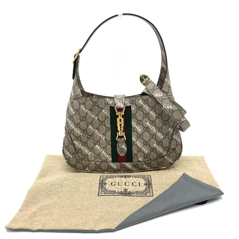 GUCCI 636706 Balenciaga The Hacker Project Jackie 1961 2-Way Handbag in GG Supreme Canvas, Beige