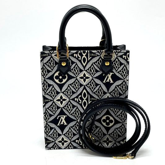 LOUIS VUITTON M80484 モノグラムジャガード SINCE 1854 プティットサックプラ カバン 2WAY ハンドバッグ ジャガード レディース ブラック×ブルー