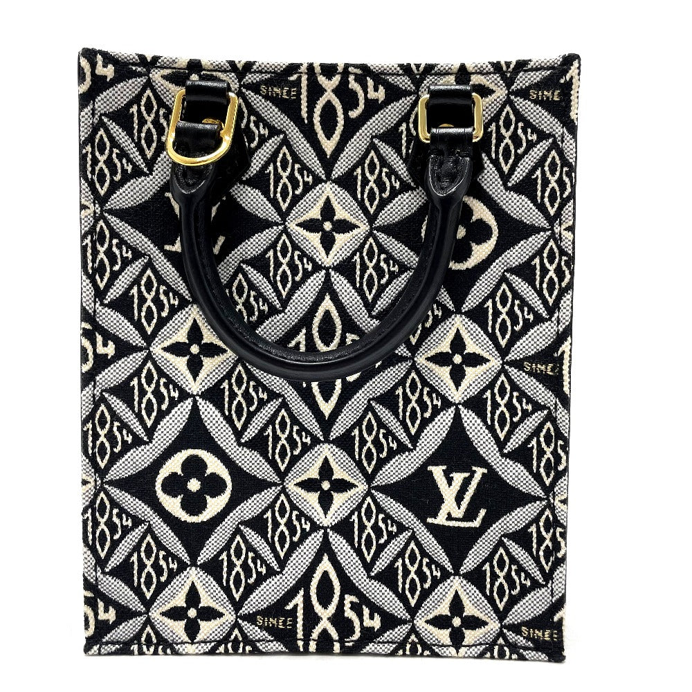 LOUIS VUITTON M80484 Monogram Jacquard Since 1854 Petite Sac Plat 2-Way Handbag, Jacquard, Women's, Black x Blue