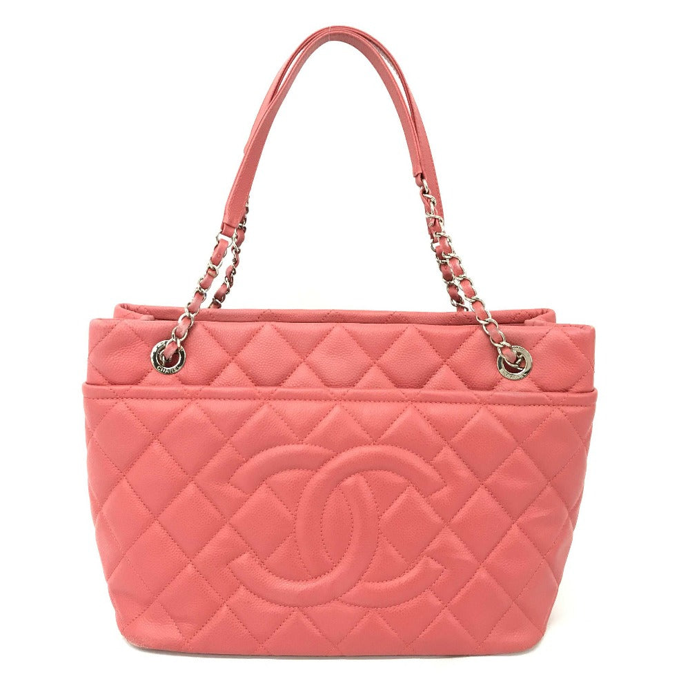CHANEL A67921 CC Coco Mark Matelasse Chain Tote Bag in Caviar Leather, Pink