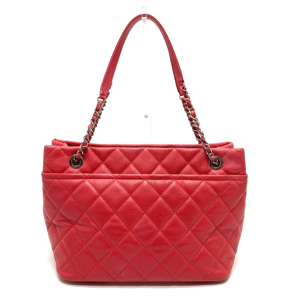 CHANEL A67921 CC Coco Mark Matelasse Chain Tote Bag in Caviar Leather, Pink