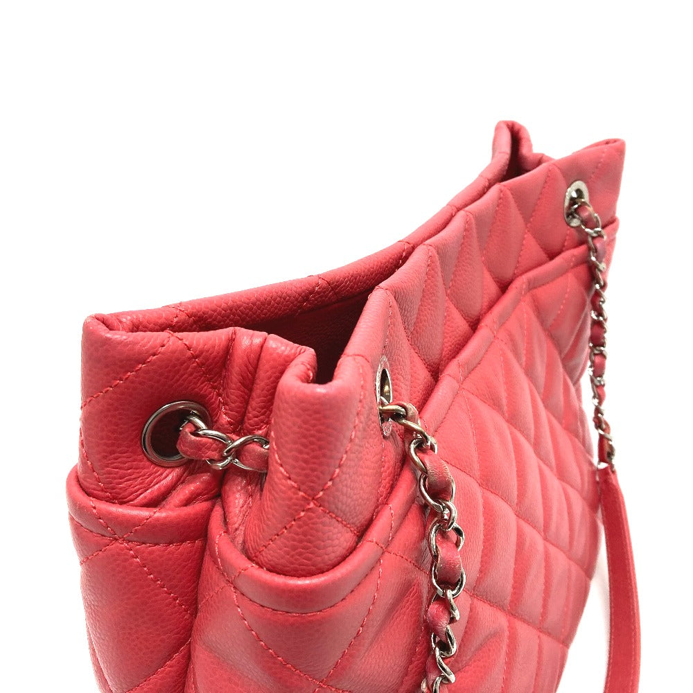 CHANEL A67921 CC Coco Mark Matelasse Chain Tote Bag in Caviar Leather, Pink