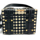 Gianni Versace メデューサ ギンガムチェック ヴィンテージ カバン ショルダーバッグ バニティバッグ レザー/キャンバス レディース ブラック×ホワイト