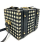 Gianni Versace メデューサ ギンガムチェック ヴィンテージ カバン ショルダーバッグ バニティバッグ レザー/キャンバス レディース ブラック×ホワイト