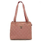CHANEL CC Coco Mark Matelasse Gingham Check Tote Bag, Canvas Shoulder Bag, Women's, Red and White