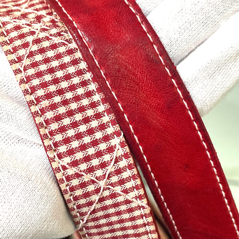 CHANEL CC Coco Mark Matelasse Gingham Check Tote Bag, Canvas Shoulder Bag, Women's, Red and White