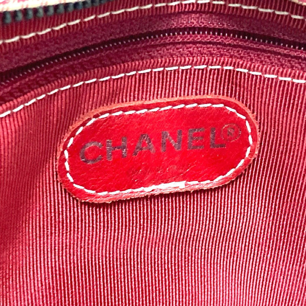 CHANEL CC Coco Mark Matelasse Gingham Check Tote Bag, Canvas Shoulder Bag, Women's, Red and White