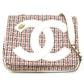 CHANEL CC Coco Mark Flap Pochette Bag Chain Shoulder Bag Leather Women's White x Red