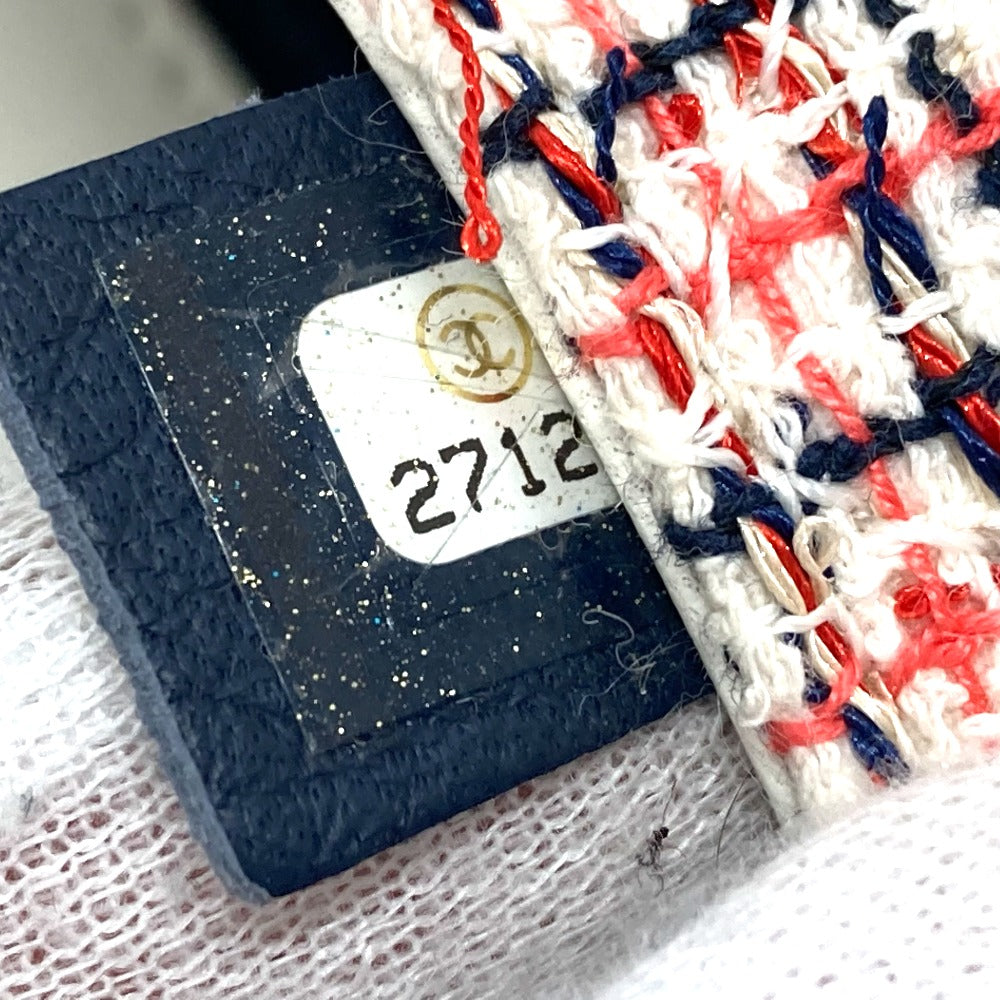CHANEL CC Coco Mark Flap Pochette Bag Chain Shoulder Bag Leather Women's White x Red