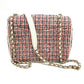CHANEL CC Coco Mark Flap Pochette Bag Chain Shoulder Bag Leather Women's White x Red