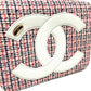 CHANEL CC Coco Mark Flap Pochette Bag Chain Shoulder Bag Leather Women's White x Red