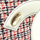 CHANEL CC Coco Mark Flap Pochette Bag Chain Shoulder Bag Leather Women's White x Red