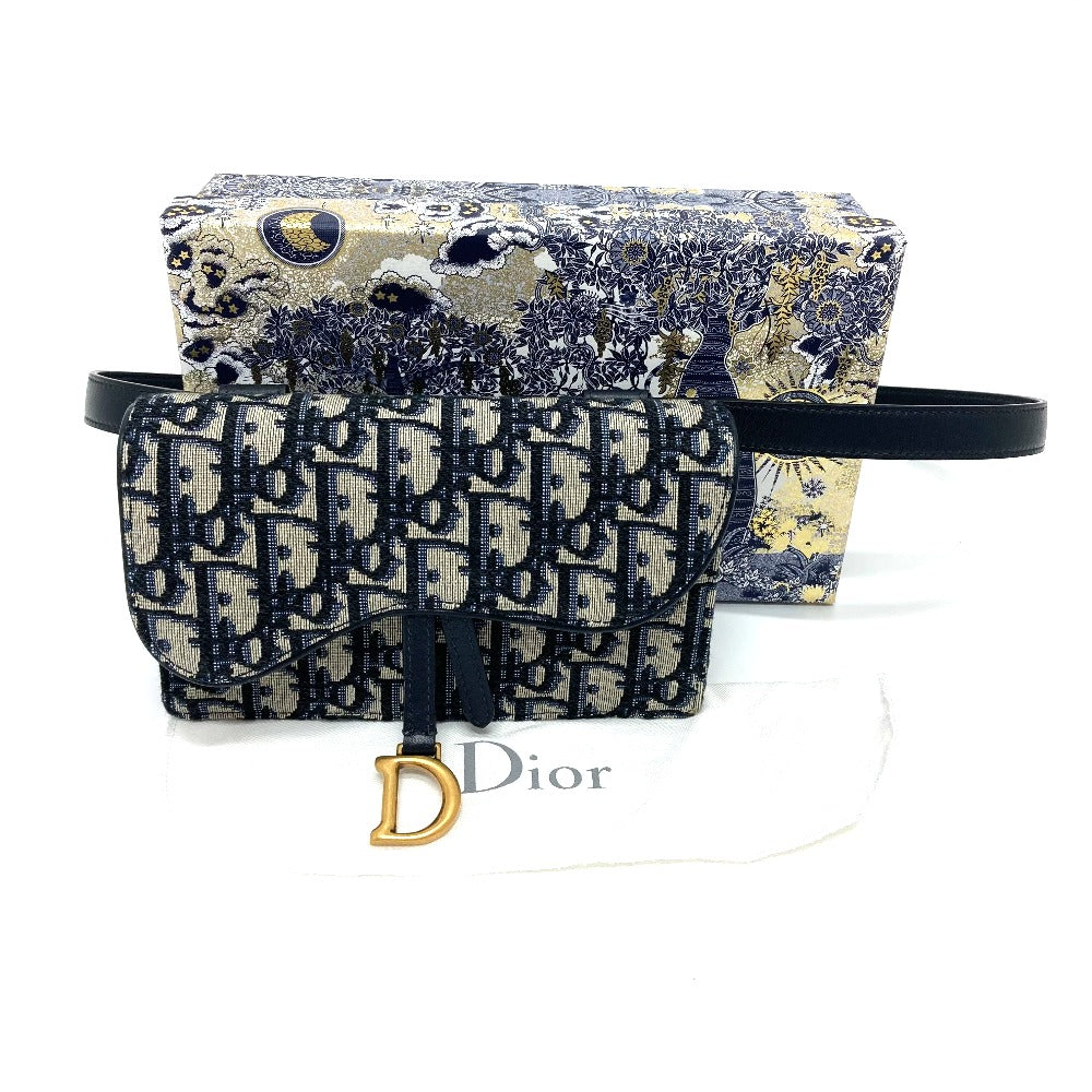 Dior S5619CTZQ_M928 Oblique Trotter Saddle Belt Pouch, Waist Pouch, Body Bag, Waist Bag, Leather/Canvas, Men's, Navy