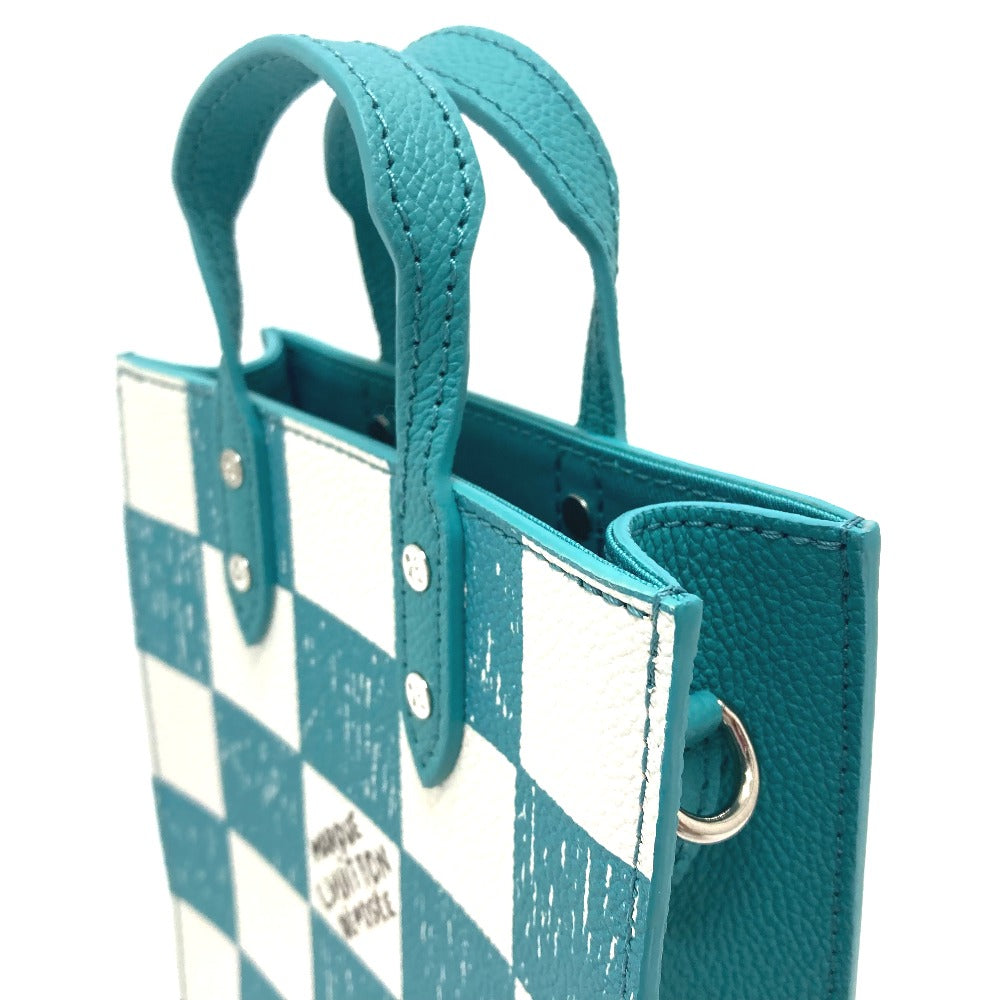 LOUIS VUITTON N60495 Damier Checkerboard Sac Plat XS Bag, 2-Way Handbag/Vertical Shoulder Bag, Leather, Women's, Turquoise Blue