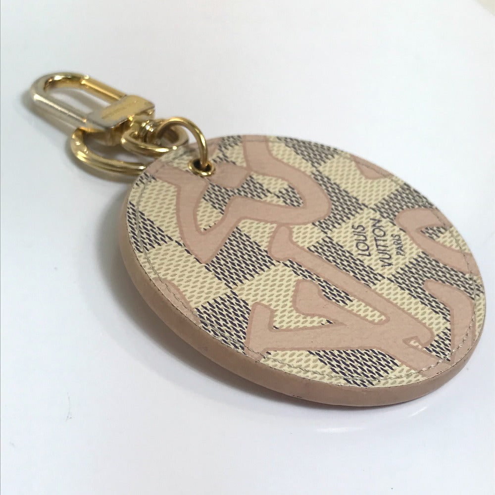 LOUIS VUITTON M61943 Damier Azur Porte-Cleta Isienne Tahiti Charm Keychain Damier Azur Canvas Women's White/Pink