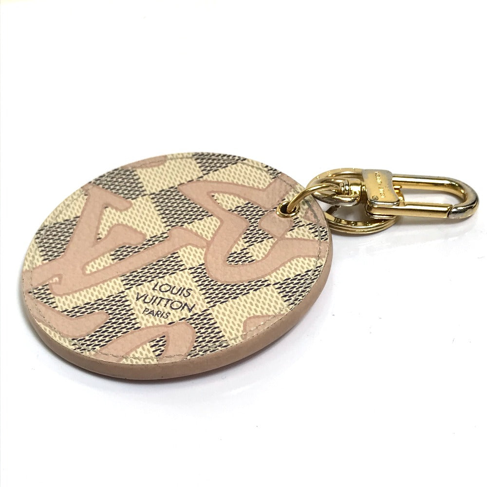 LOUIS VUITTON M61943 Damier Azur Porte-Cleta Isienne Tahiti Charm Keychain Damier Azur Canvas Women's White/Pink