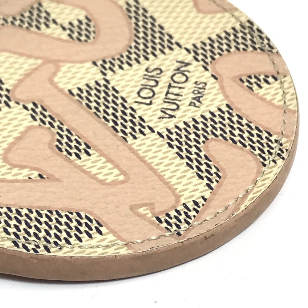 LOUIS VUITTON M61943 Damier Azur Porte-Cleta Isienne Tahiti Charm Keychain Damier Azur Canvas Women's White/Pink