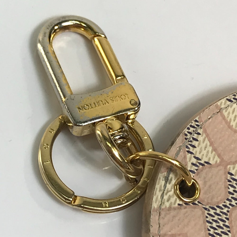 LOUIS VUITTON M61943 Damier Azur Porte-Cleta Isienne Tahiti Charm Keychain Damier Azur Canvas Women's White/Pink