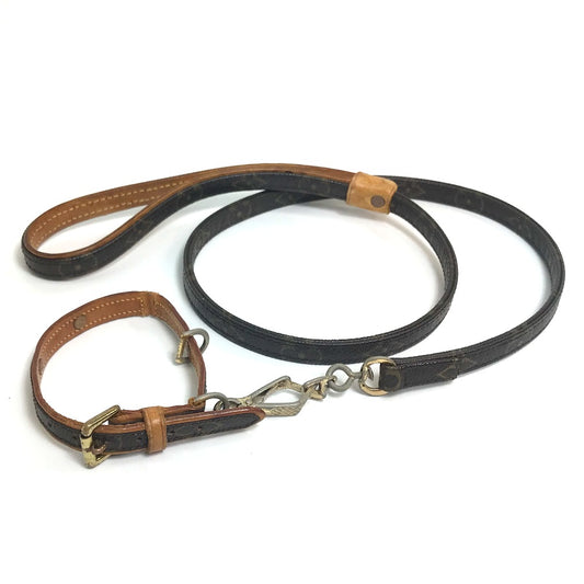 LOUIS VUITTON M58072-M58056 モノグラム コリエバクスター/レッスバクスターMM 小型犬用 ドッグ ペット用品 首輪 モノグラムキャンバス ユニセックス ブラウン