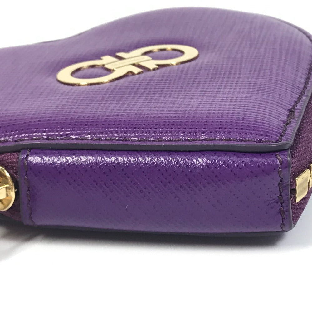 Salvatore Ferragamo AU-22 Gancini Heart Coin Purse, Leather, Women's, Purple