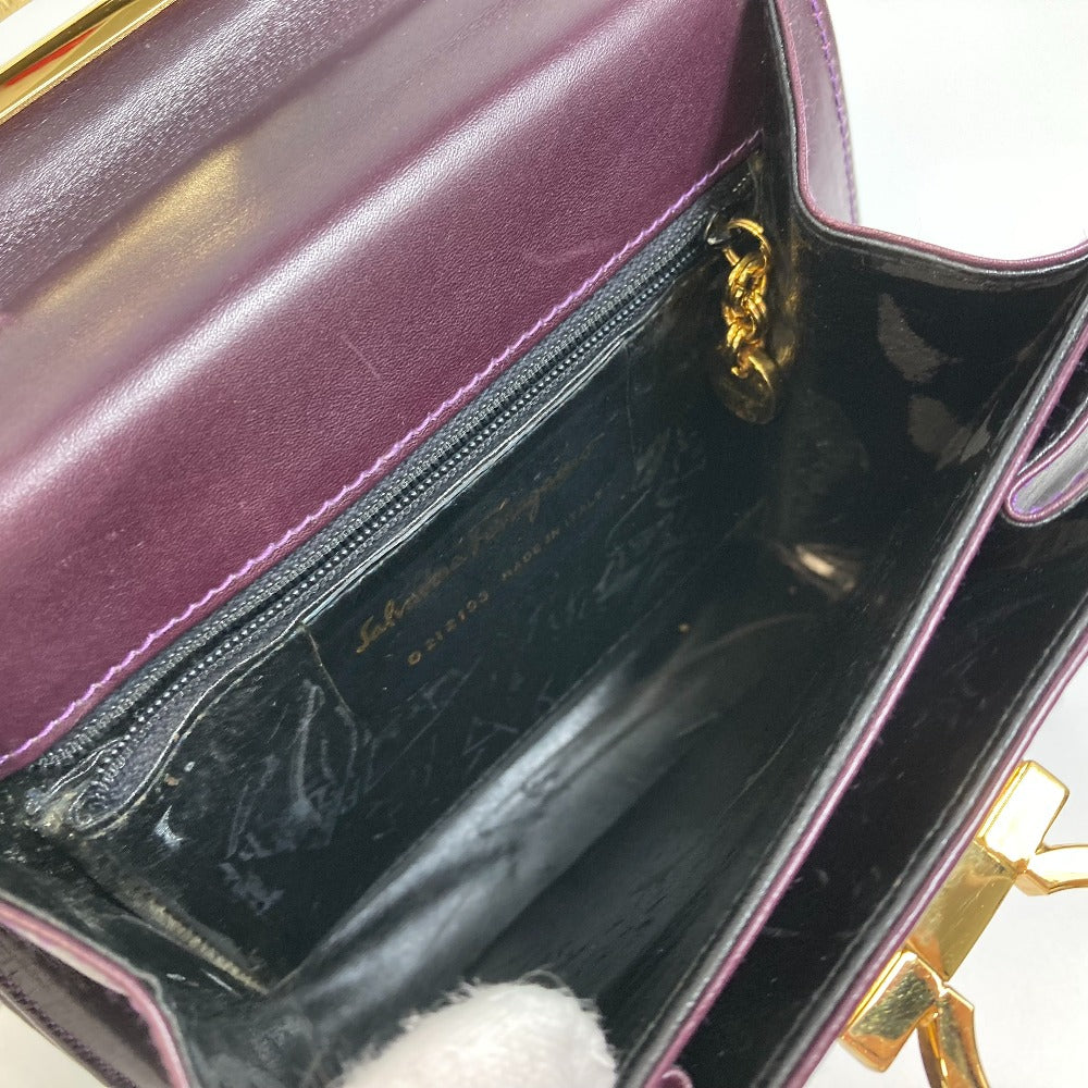 Salvatore Ferragamo Vara Gancini 2-Way Shoulder/Handbag Leather Women's Purple