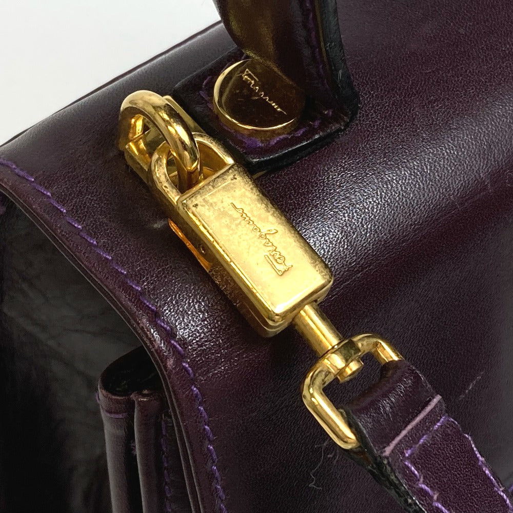 Salvatore Ferragamo Vara Gancini 2-Way Shoulder/Handbag Leather Women's Purple