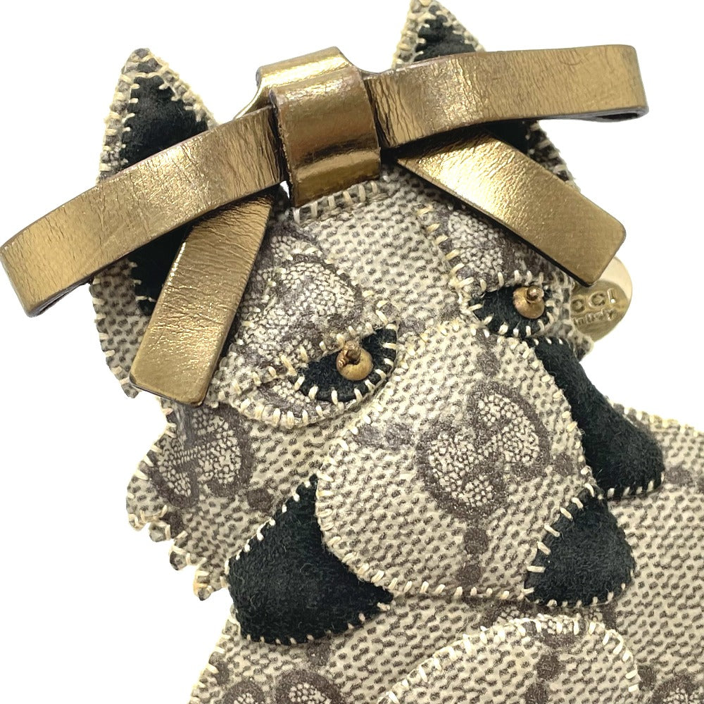 GUCCI Dog German Shepherd Guccyoli Bag Accessory Keychain/Charm, Women's, Beige, GG Supreme Canvas