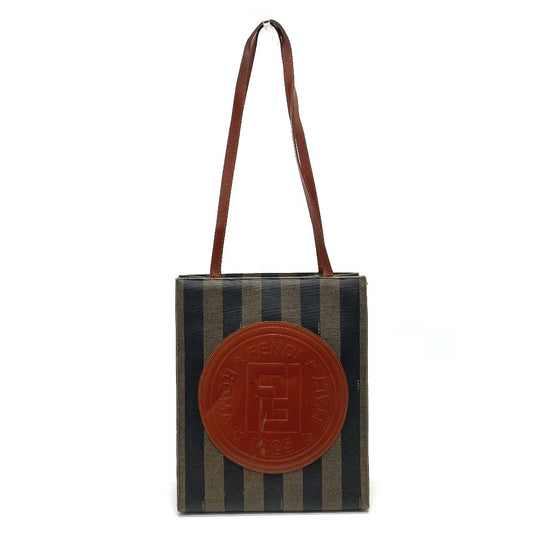 FENDI ペカン FFロゴ カバン トートバッグ 肩掛け ショルダーバッグ PVC/レザー レディース ブラウン