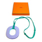 HERMES Issum Pigment GM Wood Pendant Necklace, Lacquer, Women's, Curacao/Palm/Blue, Green and Purple