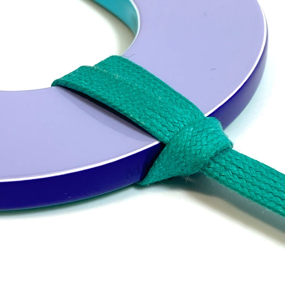 HERMES Issum Pigment GM Wood Pendant Necklace, Lacquer, Women's, Curacao/Palm/Blue, Green and Purple