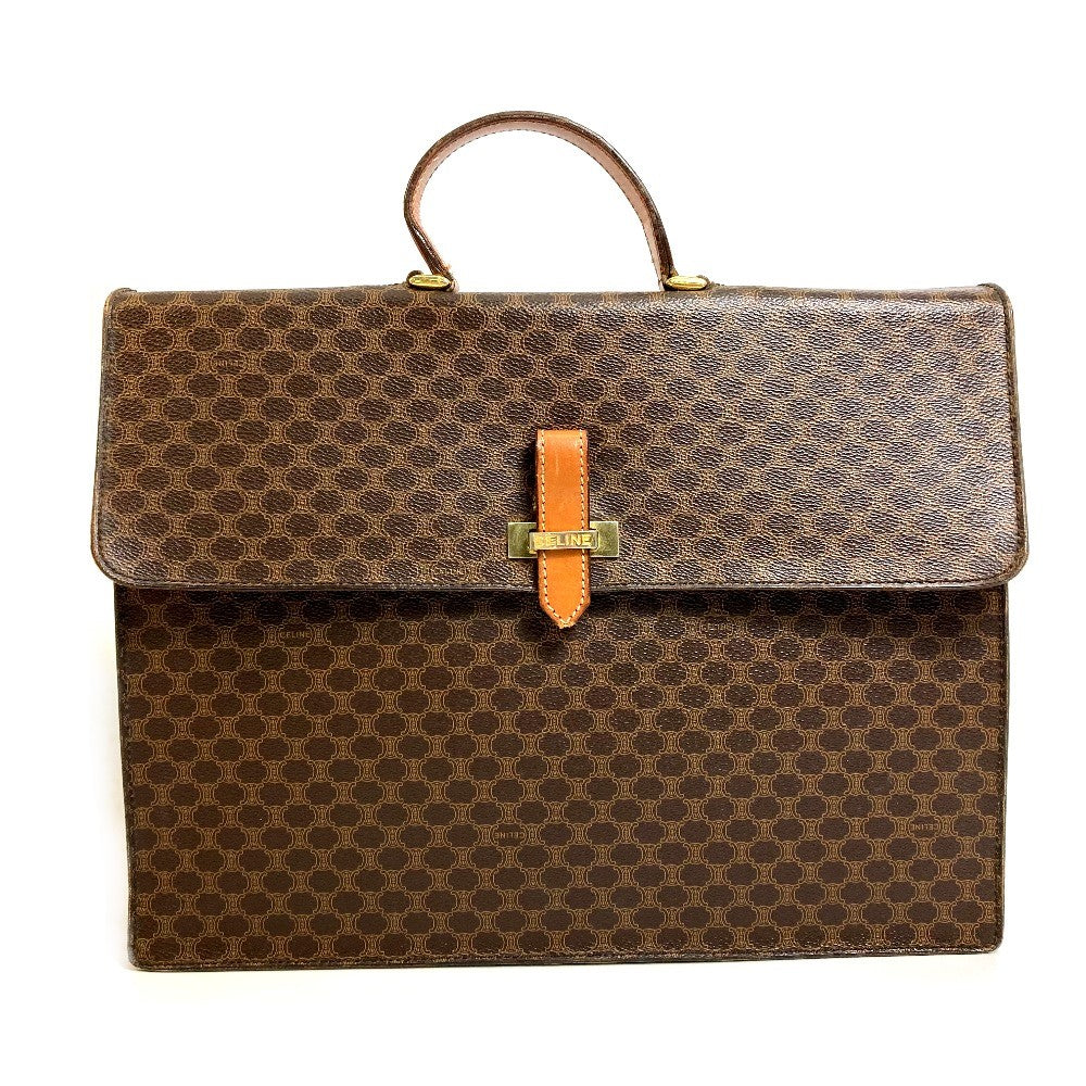 CELINE Macadam Vintage Handbag, Document Bag, Business Bag, PVC/Leather, Unisex, Brown