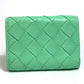 BOTTEGA VENETA 667036 Intrecciato Tiny Tri-fold Wallet in Calf Leather, Green