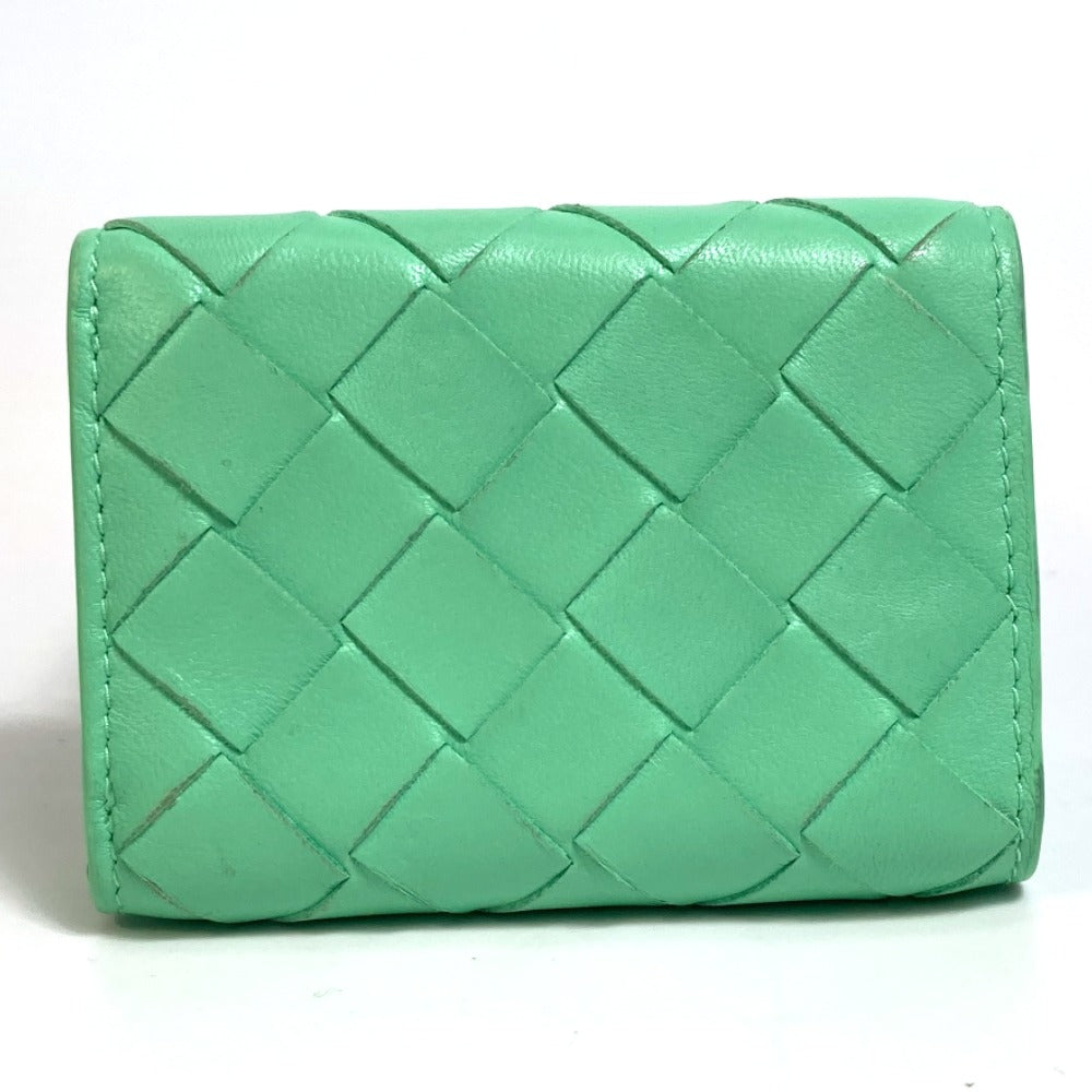 BOTTEGA VENETA 667036 Intrecciato Tiny Tri-fold Wallet in Calf Leather, Green