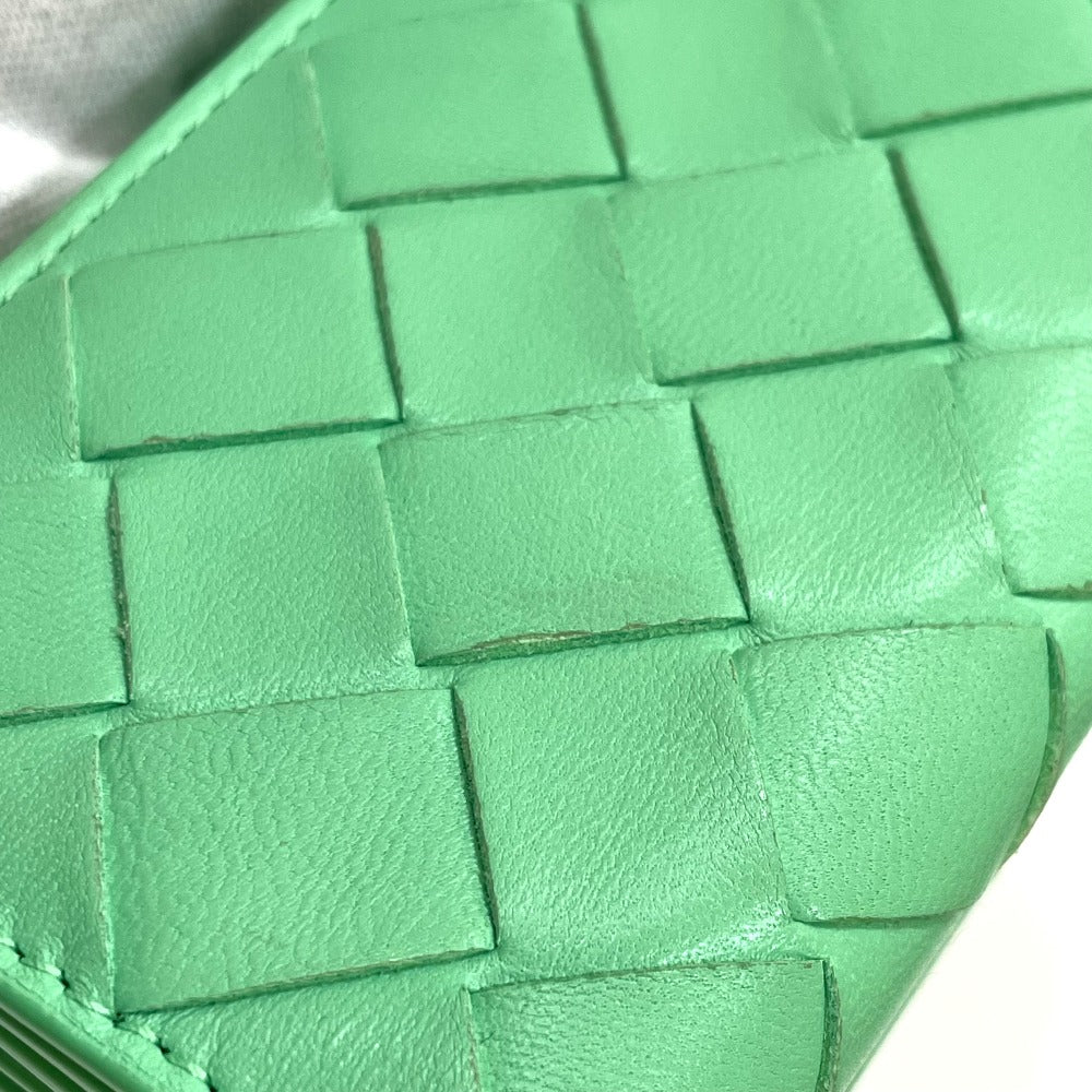 BOTTEGA VENETA 667036 Intrecciato Tiny Tri-fold Wallet in Calf Leather, Green